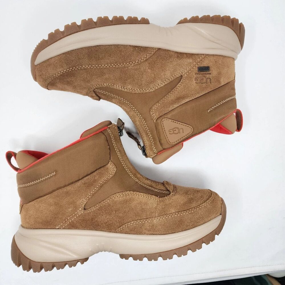 UGG Snow Boots Womens Size 7 Brown Waterproof Suede Ankle Zip Winter Shoes - Picture 5 of 9